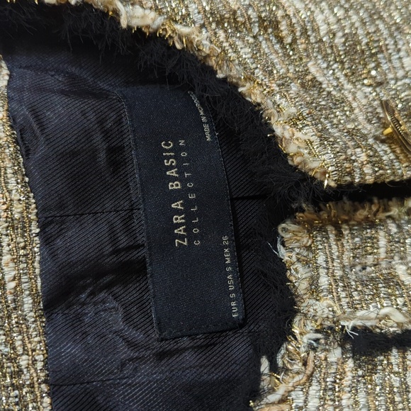Zara Metallic Gold Tweed Jacket - Picture 2 of 5